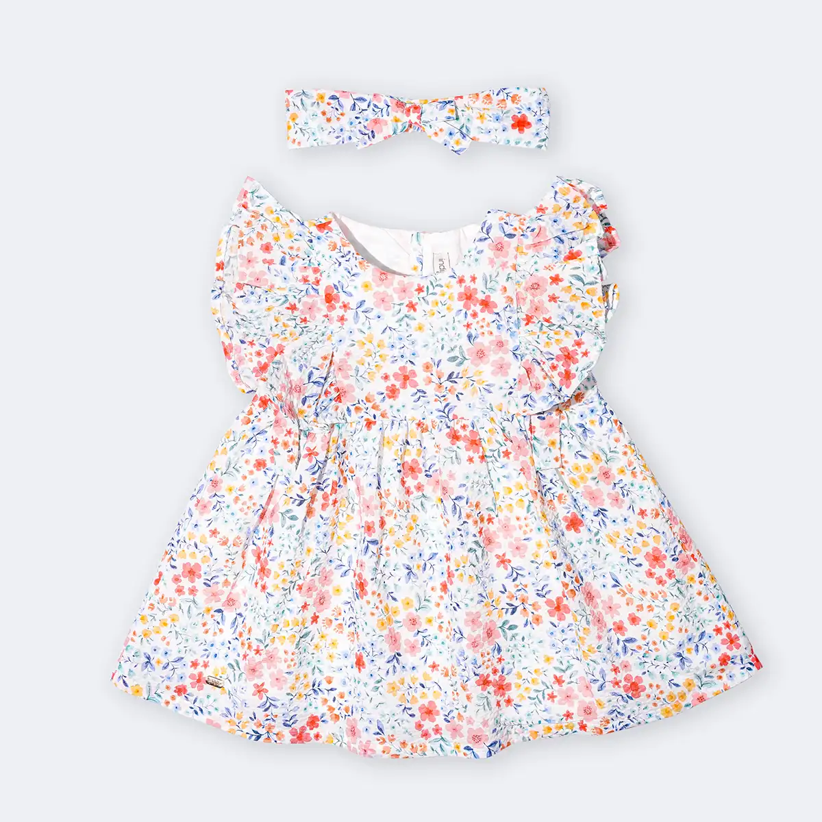 Spring-1 پیراهن دخترانه با تل و شورت طرح بهارک