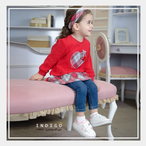 بلوز آستین بلند و شلوار جین دخترانه طرح نبات