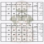 جدول سایزبندی دوبنده پسرانه طرح آمازون