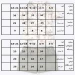 جدول سایزبندی پیراهن و شلوارک پسرانه طرح آمازون