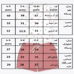 جدول سایزبندی پیراهن و شلوارک پسرانه طرح هامون