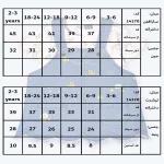 جدول سایزبندی دوبنده دخترانه طرح هانی
