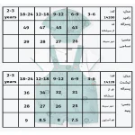 جدول سایزبندی دوبنده طرح سافاری