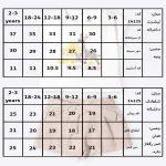 جدول سایزبندی تیشرت و شلوارک طرح اکسپلور