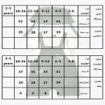 جدول سایزبندی دوبنده پسرانه طرح لیام